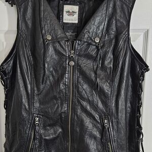 Harley-Davidson Motorcycle Black Leather Vest